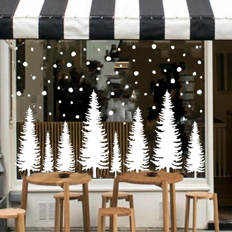 Whaline 25.5" H Large Christmas Window Clings White Xmas Tree Window Decals Winter Snowflake Reusable Anti-Collision Windows Decor for Holiday Home Glass Mirror Decor, 8 Sheets - Image 5